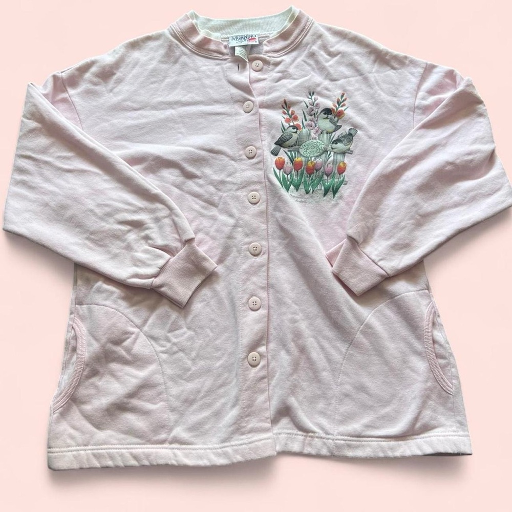 Pink Floral Button-Up Cardigan
